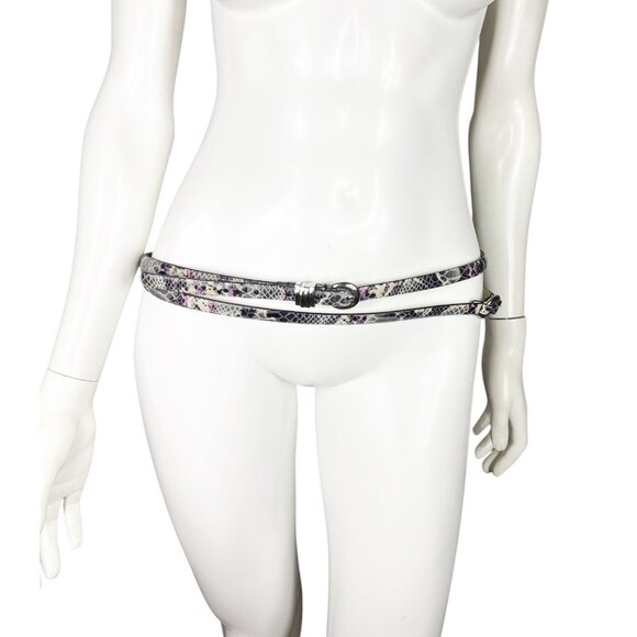 Lodis Embossed Textured Leather Snake Print Double Wrap Belt Size Medium - Picture 2 of 14